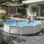 Okrúhly záhradný rám na bazén 305x76 cm sivý INTEX 26700ND