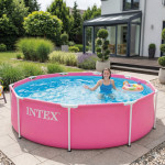 Detský okrúhly záhradný rámový bazén 244x76 cm ružový INTEX 28290ND