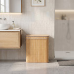 Kôš na bielizeň z bambusu 100 litrov 2 priehradky veko ModernHome