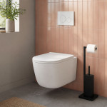 Kúpeľňový stojan na toaletný papier s držiakom a WC kefou čierny ModernHome