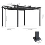 Terasová záhradná pergola 3x4 m oceľový altánok s prístreškom sivá MultiGarden Terasová záhradná pergola 3x4 m oceľový altánok s prístreškom sivá MultiGarden