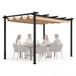 Terasová záhradná pergola 3x4 m oceľový altánok s prístreškom béžová MultiGarden Terasová záhradná pergola 3x4 m oceľový altánok s prístreškom béžová MultiGarden