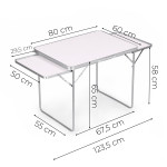 Turistický stôl 120x60 cm skladací kufor 2 police biely MultiGarden Turistický stôl 120x60 cm skladací kufor 2 police biely MultiGarden