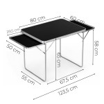 Turistický stôl 120x60 cm skladací kufor 2 police čierny MultiGarden Turistický stôl 120x60 cm skladací kufor 2 police čierny MultiGarden