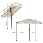 Obdĺžnikový veľký šikmý záhradný slnečník s kľukou béžový 200x130 cm MultiGarden Obdĺžnikový veľký šikmý záhradný slnečník s kľukou béžový 200x130 cm MultiGarden