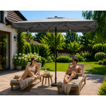 Obdĺžnikový veľký šikmý záhradný slnečník s kľukou sivý 200x130 cm MultiGarden Obdĺžnikový veľký šikmý záhradný slnečník s kľukou sivý 200x130 cm MultiGarden