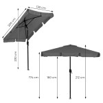 Obdĺžnikový veľký šikmý záhradný slnečník s kľukou sivý 200x130 cm MultiGarden Obdĺžnikový veľký šikmý záhradný slnečník s kľukou sivý 200x130 cm MultiGarden