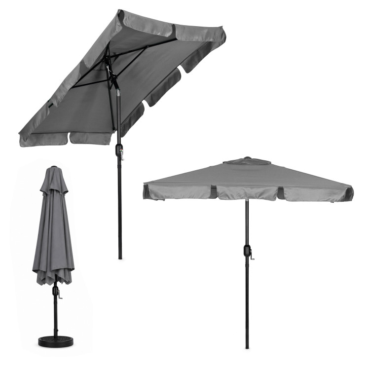 Obdĺžnikový veľký šikmý záhradný slnečník s kľukou sivý 200x130 cm MultiGarden Obdĺžnikový veľký šikmý záhradný slnečník s kľukou sivý 200x130 cm MultiGarden