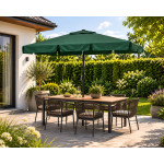 Obdĺžnikový veľký šikmý záhradný slnečník s kľukou zelený 200x130 cm MultiGarden Obdĺžnikový veľký šikmý záhradný slnečník s kľukou zelený 200x130 cm MultiGarden