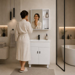 Kúpeľňová skrinka s umývadlom + zrkadlo – nábytková súprava ModernHome Kúpeľňová skrinka s umývadlom + zrkadlo – nábytková súprava ModernHome