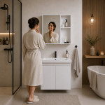 Závesná kúpeľňová skrinka s umývadlom + zrkadlo – nábytková súprava ModernHome Závesná kúpeľňová skrinka s umývadlom + zrkadlo – nábytková súprava ModernHome