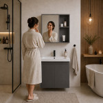 Závesná kúpeľňová skrinka s umývadlom + zrkadlo – nábytková súprava ModernHome Závesná kúpeľňová skrinka s umývadlom + zrkadlo – nábytková súprava ModernHome