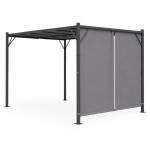 Terasová záhradná pergola 3x4 m oceľový altánok s prístreškom sivá MultiGarden Terasová záhradná pergola 3x4 m oceľový altánok s prístreškom sivá MultiGarden