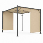Terasová záhradná pergola 3x4 m oceľový altánok s prístreškom béžová MultiGarden Terasová záhradná pergola 3x4 m oceľový altánok s prístreškom béžová MultiGarden