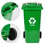 Odpadkový kôš 240 l, veľký odpadkový kôš s gumovými kolesami – žltý plast Odpadkový kôš 240 l, veľký odpadkový kôš s gumovými kolesami – žltý plast