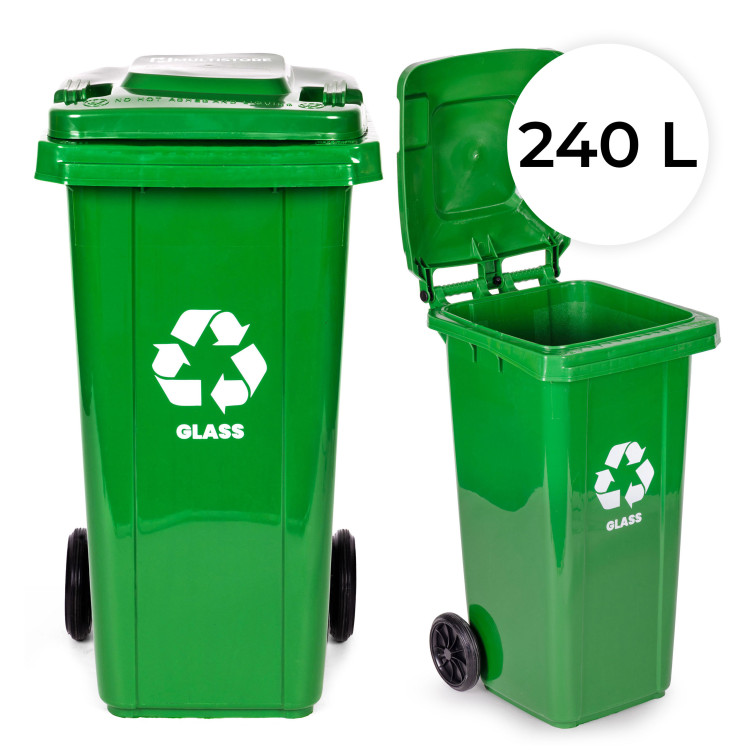 Odpadkový kôš 240 l, veľký odpadkový kôš s gumovými kolesami – žltý plast Odpadkový kôš 240 l, veľký odpadkový kôš s gumovými kolesami – žltý plast