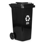 Odpadkový kôš 240 l, veľký odpadkový kôš s gumovými kolesami – čierny, na zmiešaný odpad Odpadkový kôš 240 l, veľký odpadkový kôš s gumovými kolesami – čierny, na zmiešaný odpad