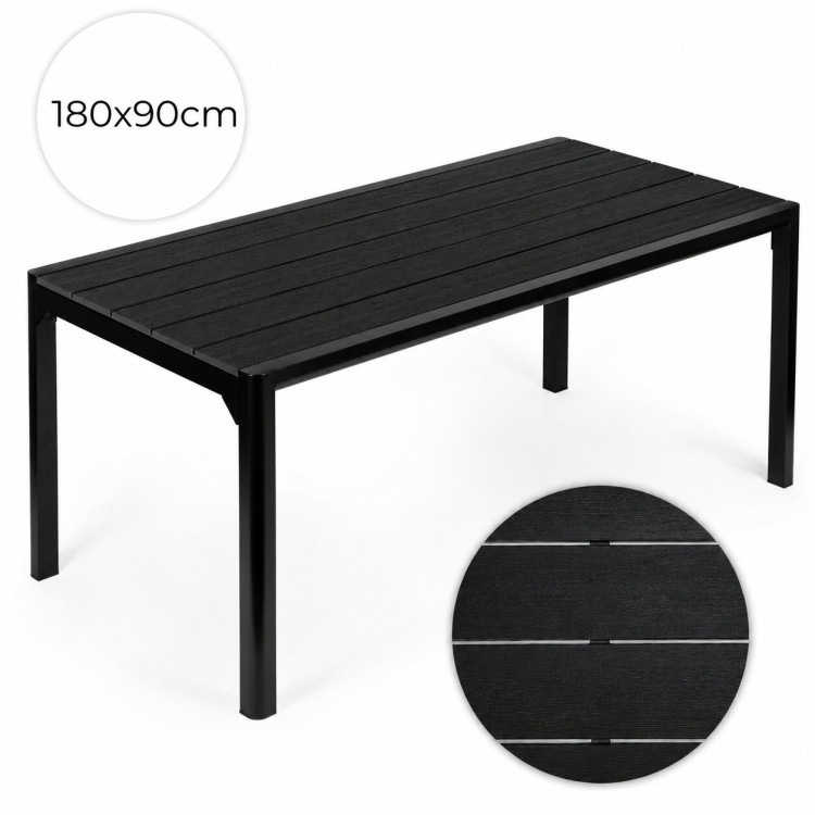 Veľký záhradný stôl pre 8 osôb, 180 × 90 cm, na terasu alebo do záhrady, čierny, MultiGarden Veľký záhradný stôl pre 8 osôb, 180 × 90 cm, na terasu alebo do záhrady, čierny, MultiGarden