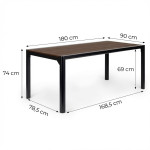 Veľký záhradný stôl pre 8 osôb, 180 × 90 cm - s hnedou doskou, MultiGarden