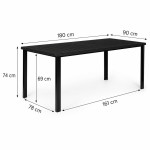 Veľký záhradný stôl pre 8 osôb, 180 × 90 cm, na terasu alebo do záhrady, čierny, MultiGarden Veľký záhradný stôl pre 8 osôb, 180 × 90 cm, na terasu alebo do záhrady, čierny, MultiGarden