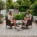 Sada 2x záhradné kreslo s vankúšom, sada stoličiek na balkón, terasu a do záhrady, hnedá, MultiGarden Sada 2x záhradné kreslo s vankúšom, sada stoličiek na balkón, terasu a do záhrady, hnedá, MultiGarden