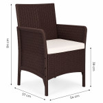 Sada 2x záhradné kreslo s vankúšom, sada stoličiek na balkón, terasu a do záhrady, hnedá, MultiGarden Sada 2x záhradné kreslo s vankúšom, sada stoličiek na balkón, terasu a do záhrady, hnedá, MultiGarden