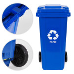 Sada 4 odpadkových košov, nádoby 4x240 l, modrá, zelená, žltá, čierna, papier, sklo, plast, zmiešaný odpad, gumové kolieska