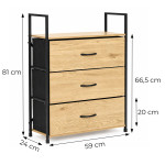 Skriňa s 3 látkovými zásuvkami, regál 60 cm, textilný organizér v štýle loft od ModernHome