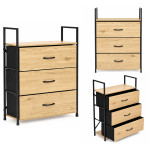 Skriňa s 3 látkovými zásuvkami, regál 60 cm, textilný organizér v štýle loft od ModernHome