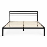 Kovová posteľ 190 × 200 cm s roštom a čelom, minimalistický čierny rám ModernHome