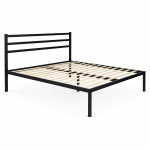 Kovová posteľ 190 × 200 cm s roštom a čelom, minimalistický čierny rám ModernHome