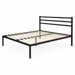 Kovová posteľ 190 × 200 cm s roštom a čelom, minimalistický čierny rám ModernHome