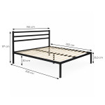 Kovová posteľ 190 × 200 cm s roštom a čelom, minimalistický čierny rám ModernHome