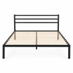 Kovová posteľ 135 x 190 cm s roštom a čelom, minimalistický čierny rám ModernHome Kovová posteľ 135 x 190 cm s roštom a čelom, minimalistický čierny rám ModernHome