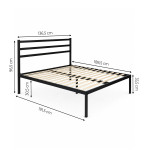 Kovová posteľ 135 x 190 cm s roštom a čelom, minimalistický čierny rám ModernHome Kovová posteľ 135 x 190 cm s roštom a čelom, minimalistický čierny rám ModernHome