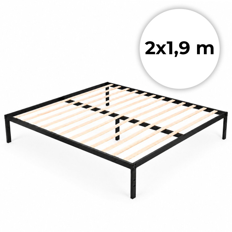 Kovová posteľ 190 x 200 cm s roštom, minimalistický čierny rám ModernHome Kovová posteľ 190 x 200 cm s roštom, minimalistický čierny rám ModernHome