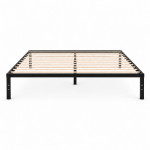 Kovová posteľ 135 x 190 cm s roštom, minimalistický čierny rám ModernHome Kovová posteľ 135 x 190 cm s roštom, minimalistický čierny rám ModernHome