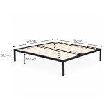 Kovová posteľ 135 x 190 cm s roštom, minimalistický čierny rám ModernHome Kovová posteľ 135 x 190 cm s roštom, minimalistický čierny rám ModernHome