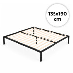Kovová posteľ 135 x 190 cm s roštom, minimalistický čierny rám ModernHome Kovová posteľ 135 x 190 cm s roštom, minimalistický čierny rám ModernHome