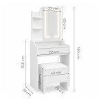 Kozmetický stolík so zrkadlom a LED osvetlením v 3 farbách, police, zásuvka, stolička ModernHome Kozmetický stolík so zrkadlom a LED osvetlením v 3 farbách, police, zásuvka, stolička ModernHome