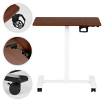 Prenosný stôl 70 x 48 cm, stolík na notebook, nastaviteľná výška 71,5–112 cm, hnedá doska, ModernHome Prenosný stôl 70 x 48 cm, stolík na notebook, nastaviteľná výška 71,5–112 cm, hnedá doska, ModernHome