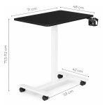 Prenosný stôl 70 x 48 cm, stolík na notebook, nastaviteľná výška 71,5–112 cm, čierna doska, ModernHome