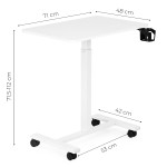 Prenosný stôl 70 x 48 cm, stolík na notebook, nastaviteľná výška 71,5–112 cm, biely, ModernHome Prenosný stôl 70 x 48 cm, stolík na notebook, nastaviteľná výška 71,5–112 cm, biely, ModernHome