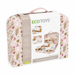 Domček pre bábiky v kufríku, poschodový, s dreveným nábytkom - 20 doplnkov ECOTOYS