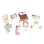 Drevený domček pre bábiky – zámok Bella, 4 poschodia, 5 izieb, 15 kusov nábytku, ECOTOYS