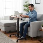 Prenosný stôl 70 x 48 cm, stolík na notebook, nastaviteľná výška 71,5 – 112 cm, drevená doska ModernHome Prenosný stôl 70 x 48 cm, stolík na notebook, nastaviteľná výška 71,5 – 112 cm, drevená doska ModernHome
