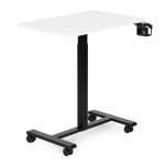 Prenosný stôl 70 × 48 cm, stolík na notebook, nastaviteľná výška 71,5–112 cm, biela doska, ModernHome Prenosný stôl 70 × 48 cm, stolík na notebook, nastaviteľná výška 71,5–112 cm, biela doska, ModernHome
