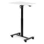 Prenosný stôl 70 × 48 cm, stolík na notebook, nastaviteľná výška 71,5–112 cm, biela doska, ModernHome Prenosný stôl 70 × 48 cm, stolík na notebook, nastaviteľná výška 71,5–112 cm, biela doska, ModernHome