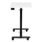 Prenosný stôl 70 × 48 cm, stolík na notebook, nastaviteľná výška 71,5–112 cm, biela doska, ModernHome Prenosný stôl 70 × 48 cm, stolík na notebook, nastaviteľná výška 71,5–112 cm, biela doska, ModernHome