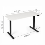 Elektrický stôl 140 × 60 cm s nastavením výšky 72–118 cm, biela doska, ModernHome Elektrický stôl 140 × 60 cm s nastavením výšky 72–118 cm, biela doska, ModernHome